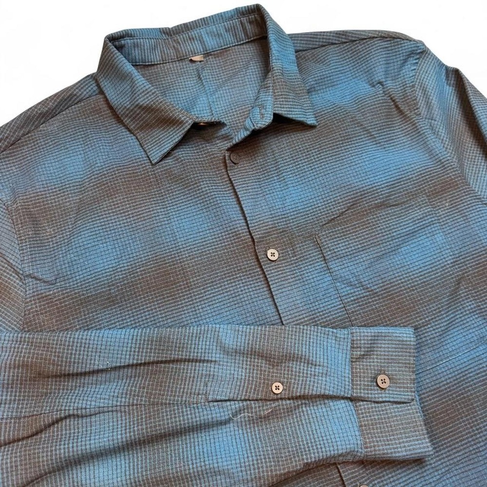 Lululemon Masons Peak Flannel Shirt Mens XL Blue Black Shadow Plaid